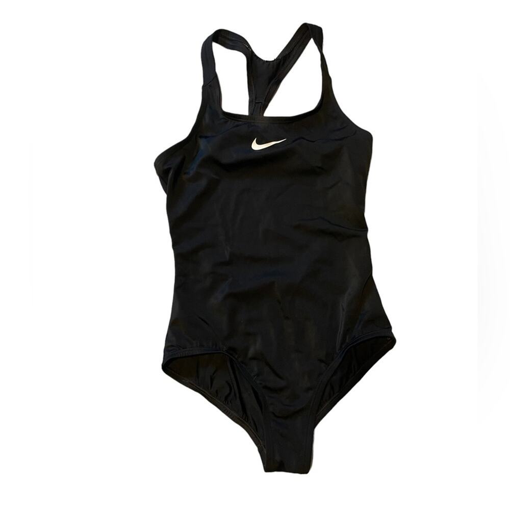 Nike One Piece Bathing Suit KIDS Medium Black X Razorback Dri Fit  Cute Swimwear